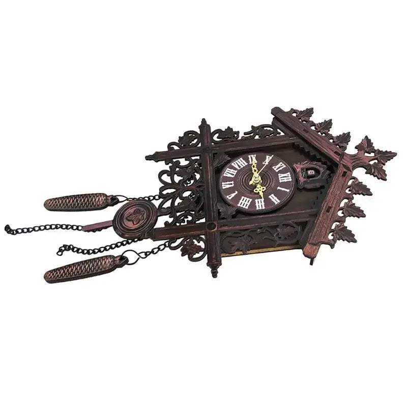 Zegar ścienny z kukułką vintage drewniany - cichy mechanizm