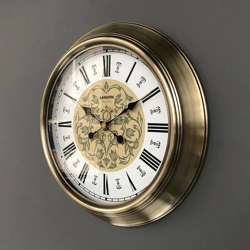 Zegar ścienny barokowy metalowy 45 cm - styl vintage do salonu