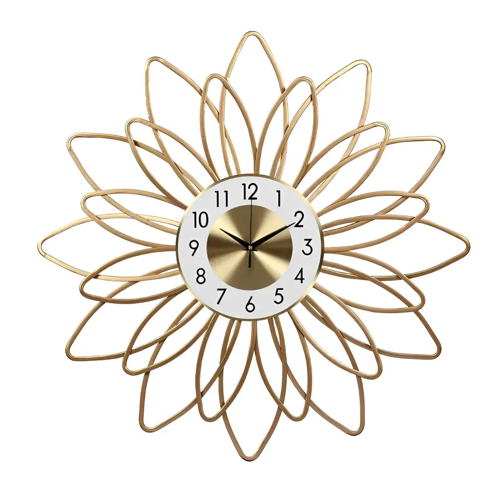 Zegar ścienny złoty kwiat - elegancki design, cichy mechanizm