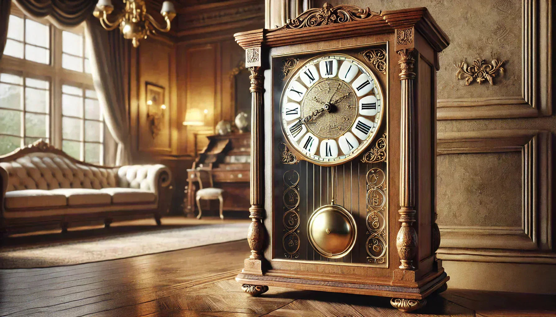 Ornate wooden grandfather clock, ideal if zegar wahadłowy requires regulation or adjustment Image