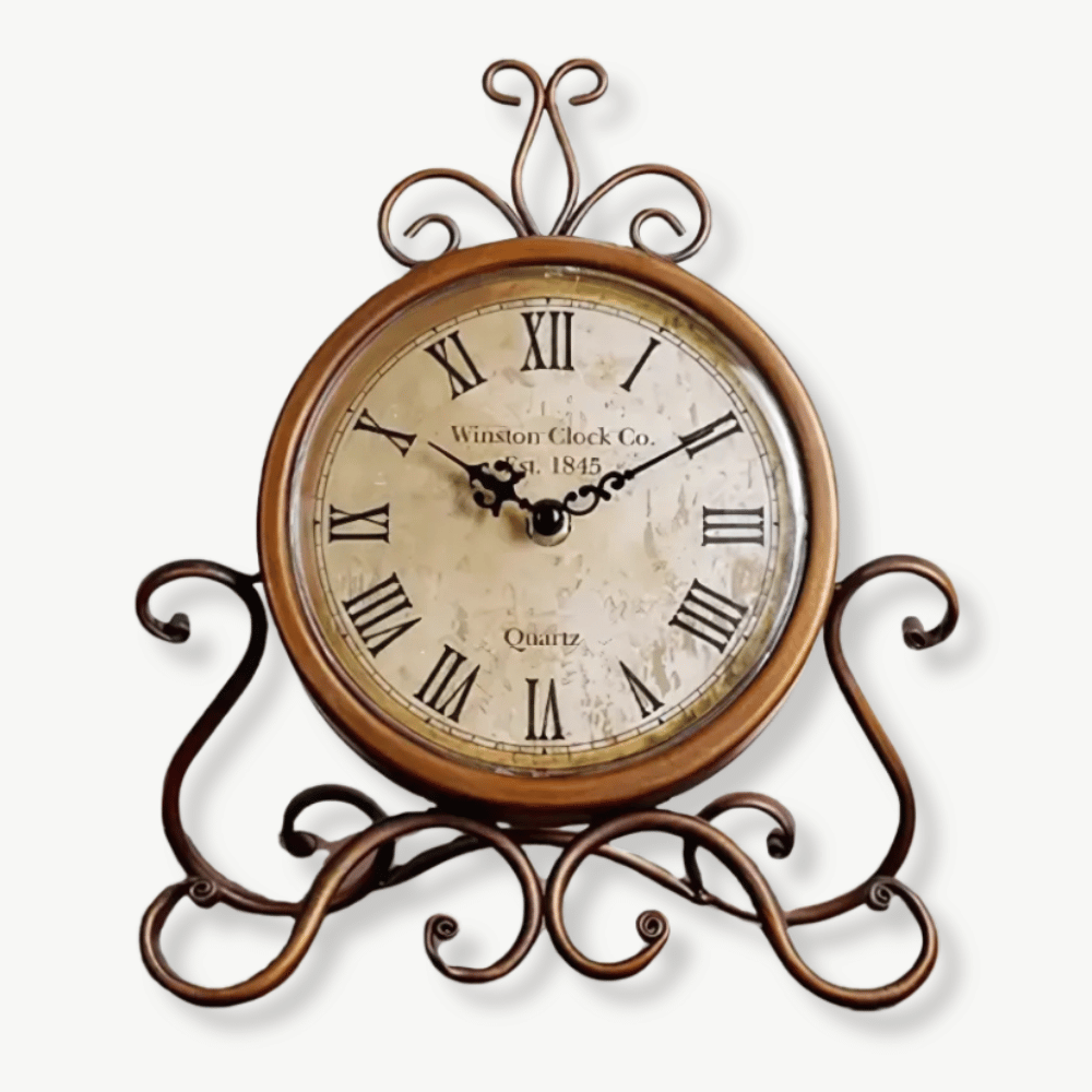 Zegar stojący retro z metalu w kolorze brązu 28 cm