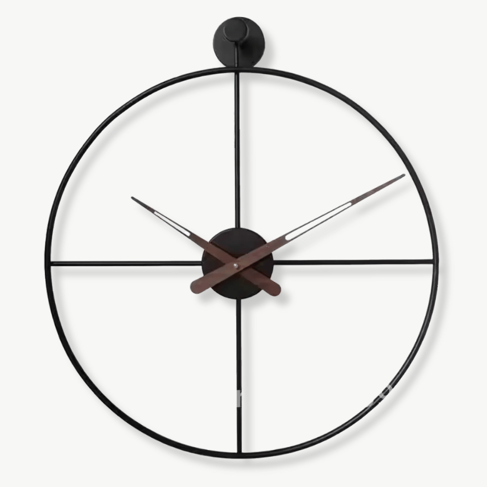 Zegar ścienny metalowy 50 cm z krzyżem okrągłym w kolorze czarnym