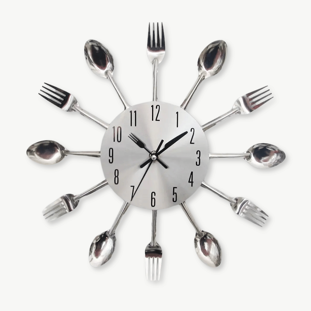 Zegar ścienny do kuchni metalowy srebrny 30 cm