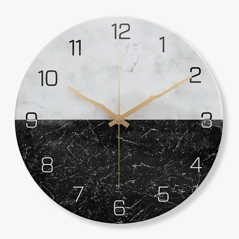 Zegar ścienny okrągły z efektem marmuru 30 cm - nowoczesny design skandynawski