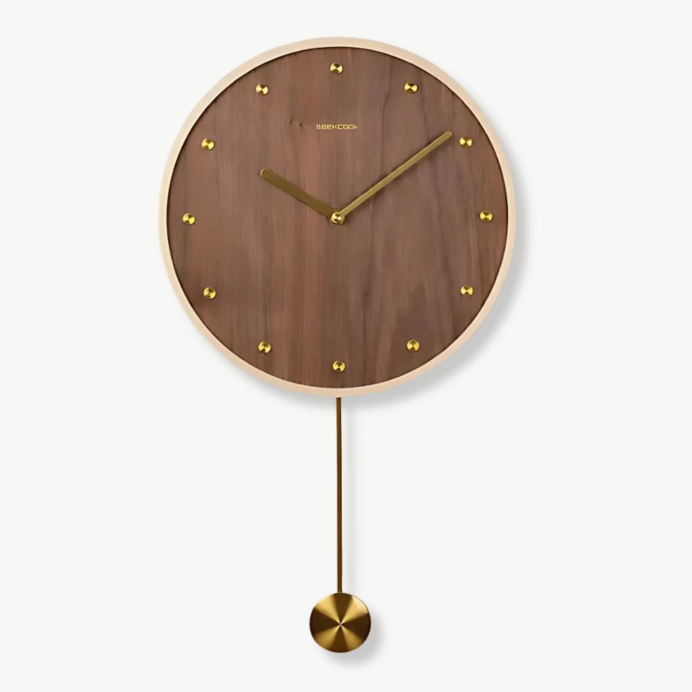 Zegar ścienny z wahadłem z drewna bambusowego 30 cm styl japoński