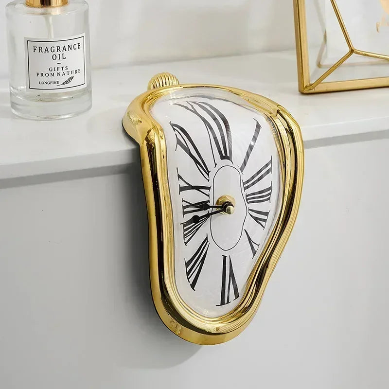 Zegar ścienny surrealistyczny z lustrem pleksi | styl Salvadora Dalí