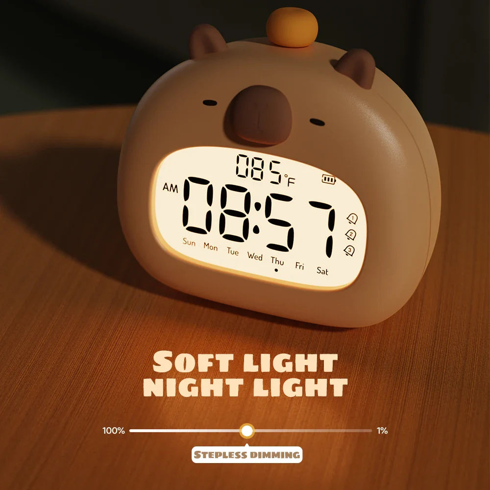 Budzik LED dla dzieci z lampką nocną wzór Panda