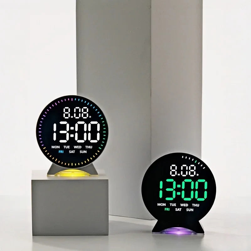 Budzik cyfrowy LED z podświetleniem RGB i podwójnym alarmem