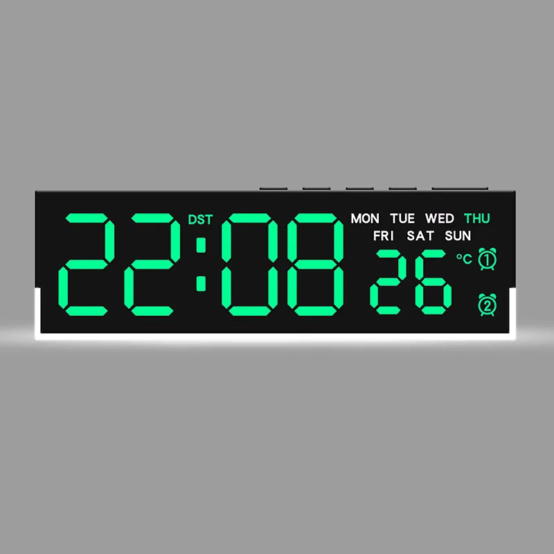 Budzik cyfrowy LED z podświetleniem i podwójnym alarmem | temperatura i dzień tygodnia
