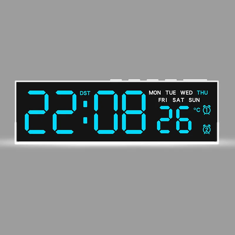 Budzik cyfrowy LED z podświetleniem i podwójnym alarmem | temperatura i dzień tygodnia