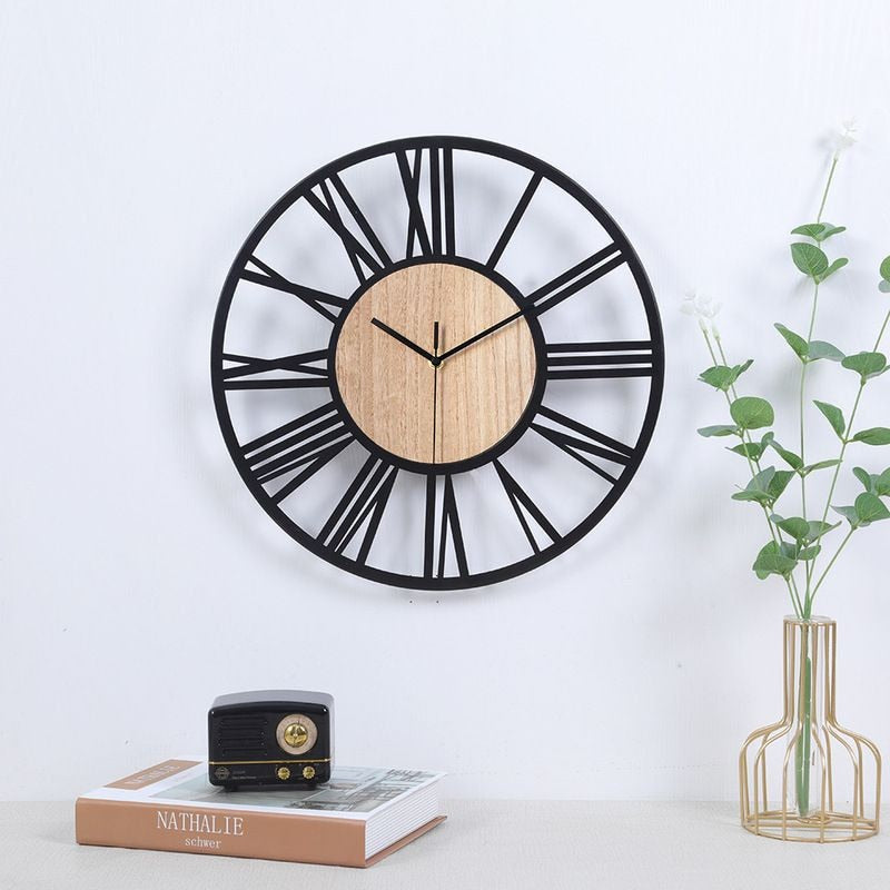 Zegar ścienny drewniany skandynawski z cyframi rzymskimi 40 cm