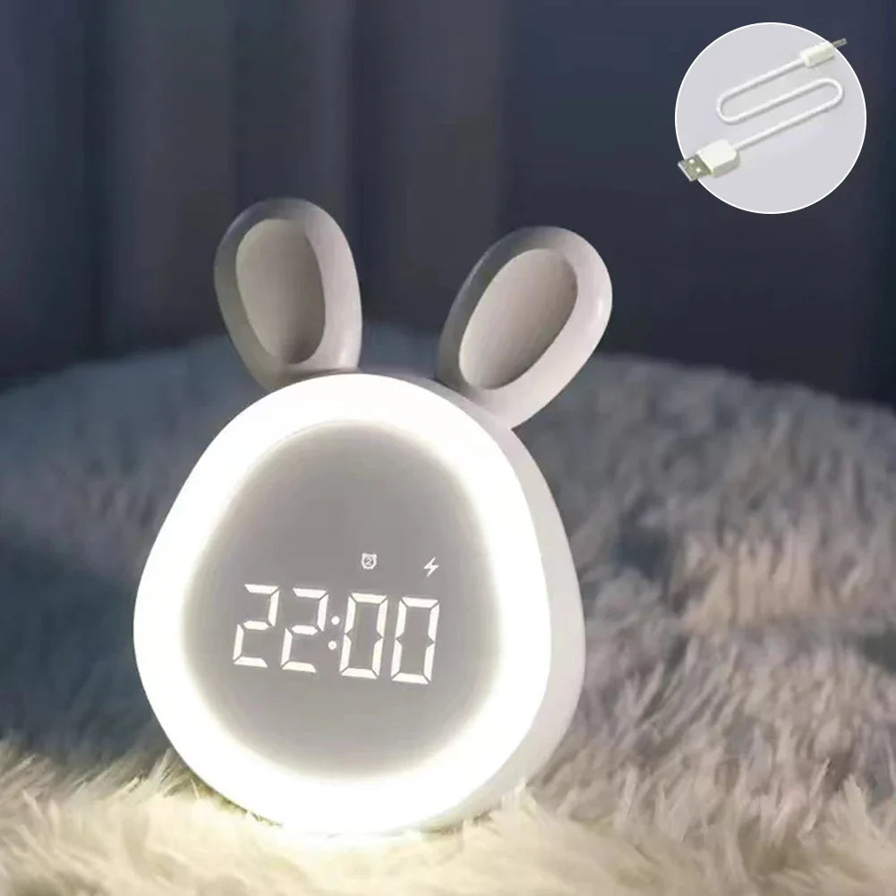 Budzik nocna lampka królik LED z aktywacją głosową