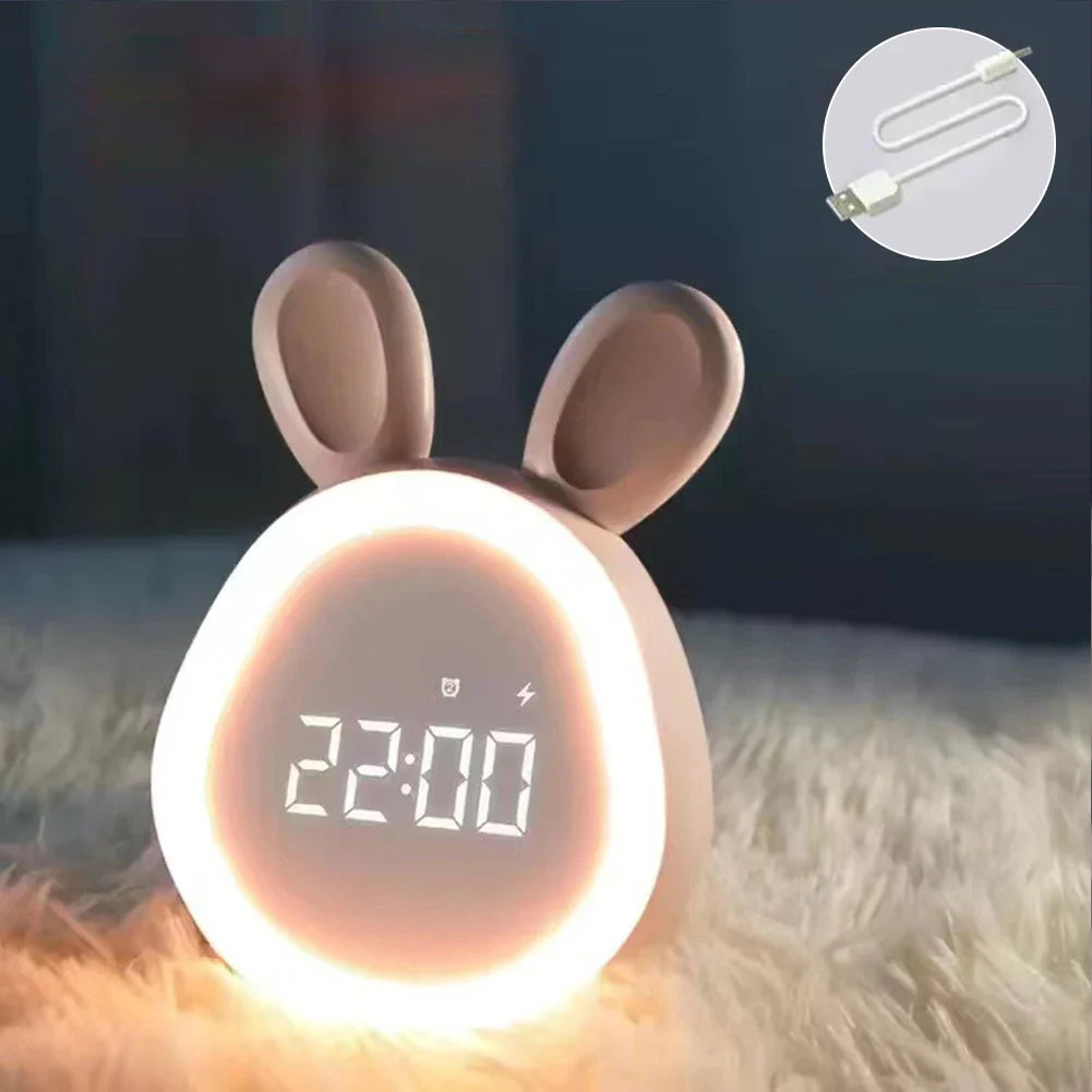 Budzik nocna lampka królik LED z aktywacją głosową