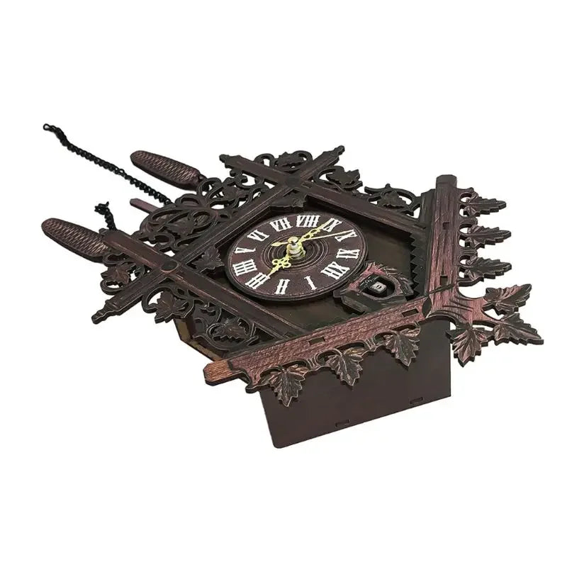 Zegar ścienny z kukułką vintage drewniany - cichy mechanizm