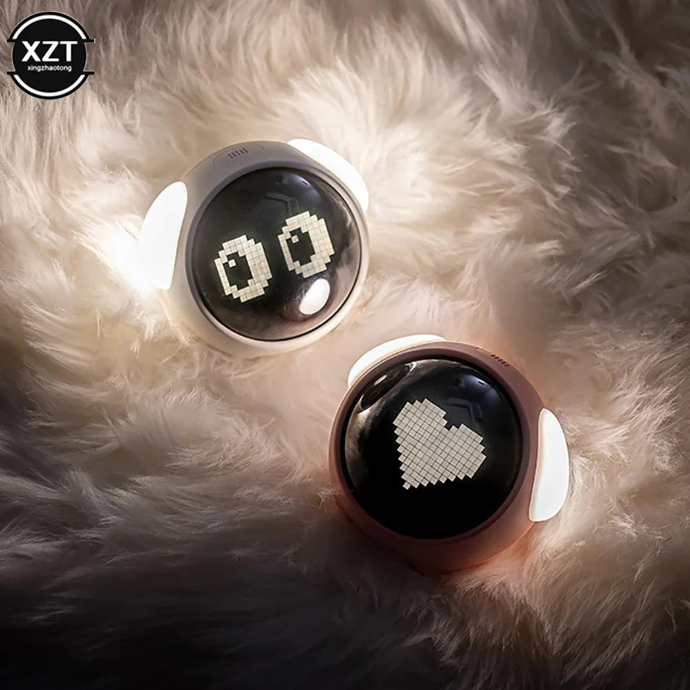 Okrągły budzik cyfrowy z wyświetlaczem emoji dla dzieci