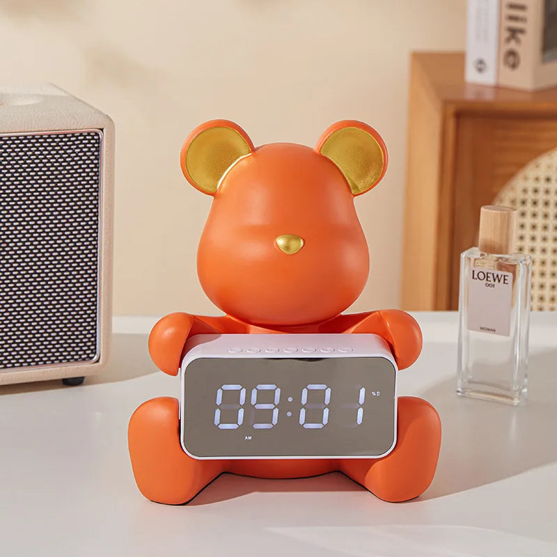 Dwustronny wyświetlacz LED budzika ceramicznego w kształcie misia