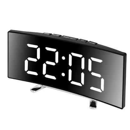 Budzik cyfrowy LED z zakrzywionym ekranem i termometrem