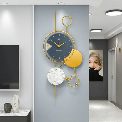 Duży zegar ścienny geometryczny z akrylu i metalu 78 cm
