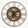 Duży zegar ścienny steampunk z obracającymi się kołami zębatymi 60 cm