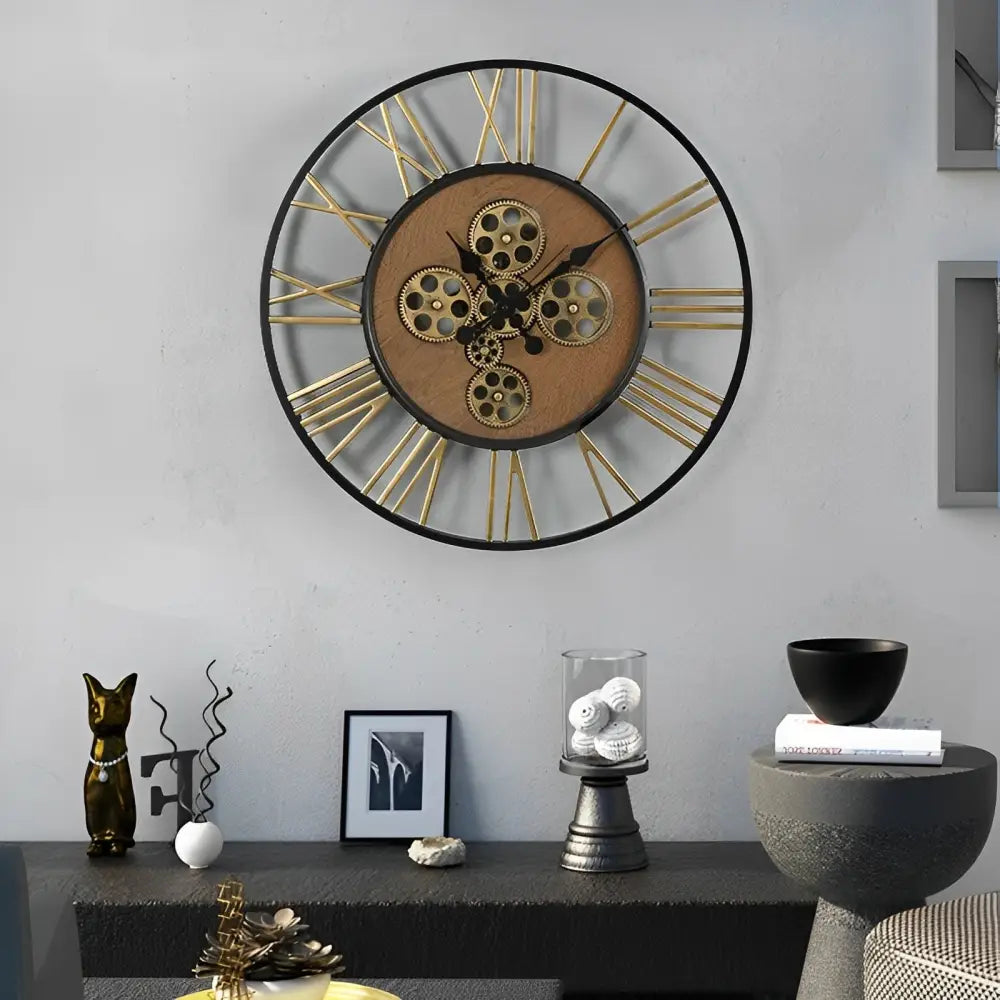 Zegar ścienny metalowy steampunk w stylu industrialnym loft