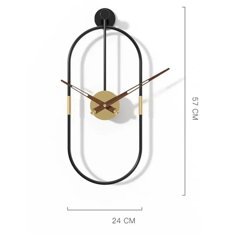 Zegar ścienny owalny metalowy cichy 57 cm - design nowoczesny