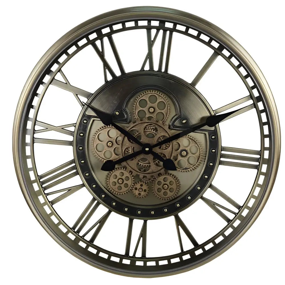 Zegar ścienny mechaniczny industrialny z lustrzaną tarczą 53,5 cm