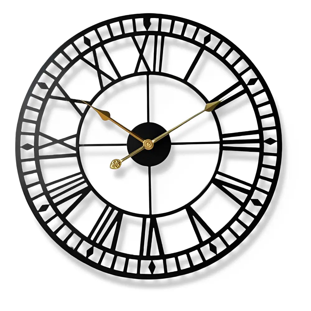Detal wskazówek złotych zegara retro metalowego 40 cm