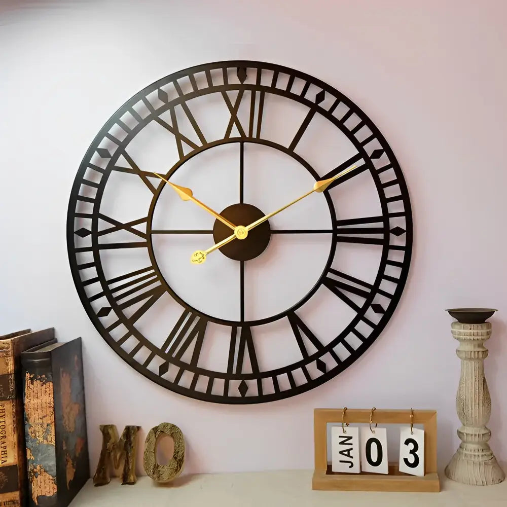Zegar ścienny metalowy 40 cm z czarnymi wskazówkami w stylu loft