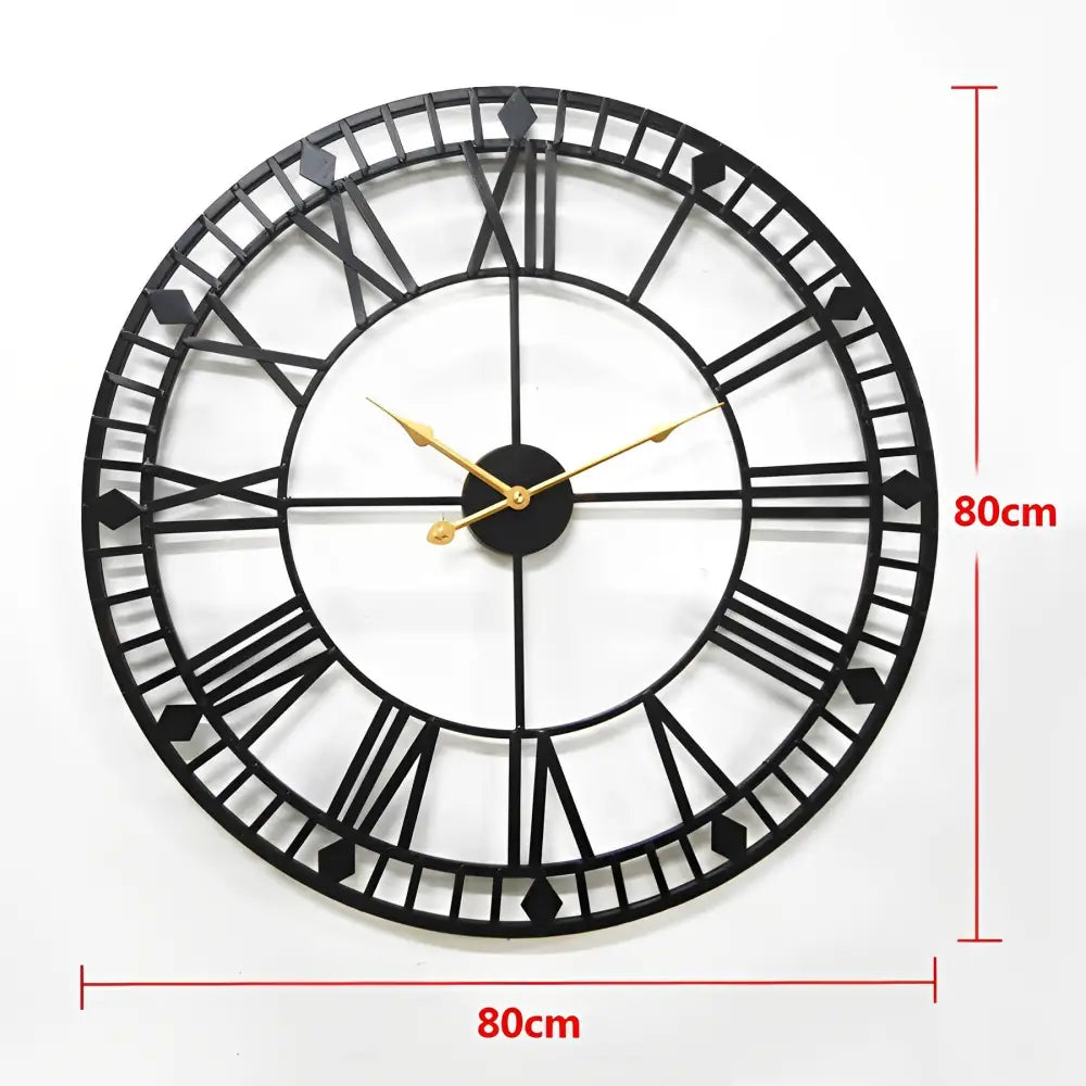 Zegar ścienny metalowy 80 cm czarny industrialny