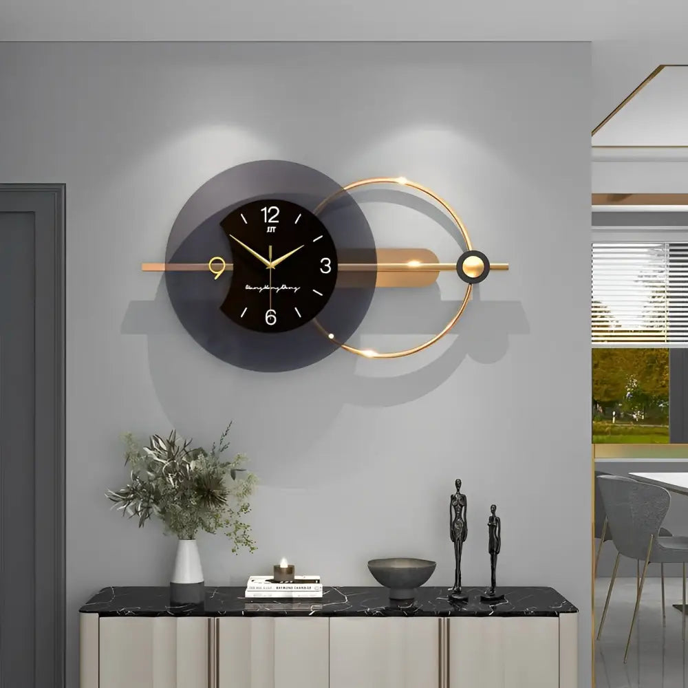 Geometryczny zegar ścienny 80x38 cm do nowoczesnego wnętrza