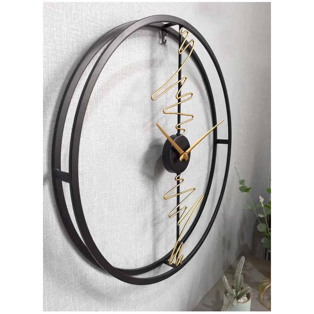 Zegar ścienny okrągły abstrakcyjny wzór metalowy 60 cm