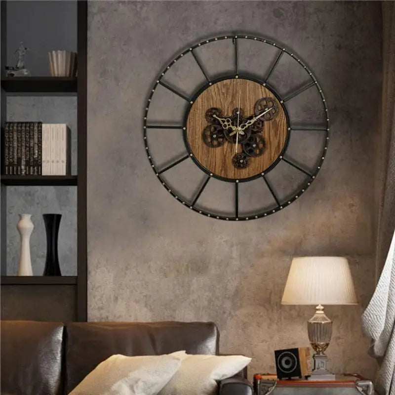 Cichy zegar ścienny design loft 60 cm