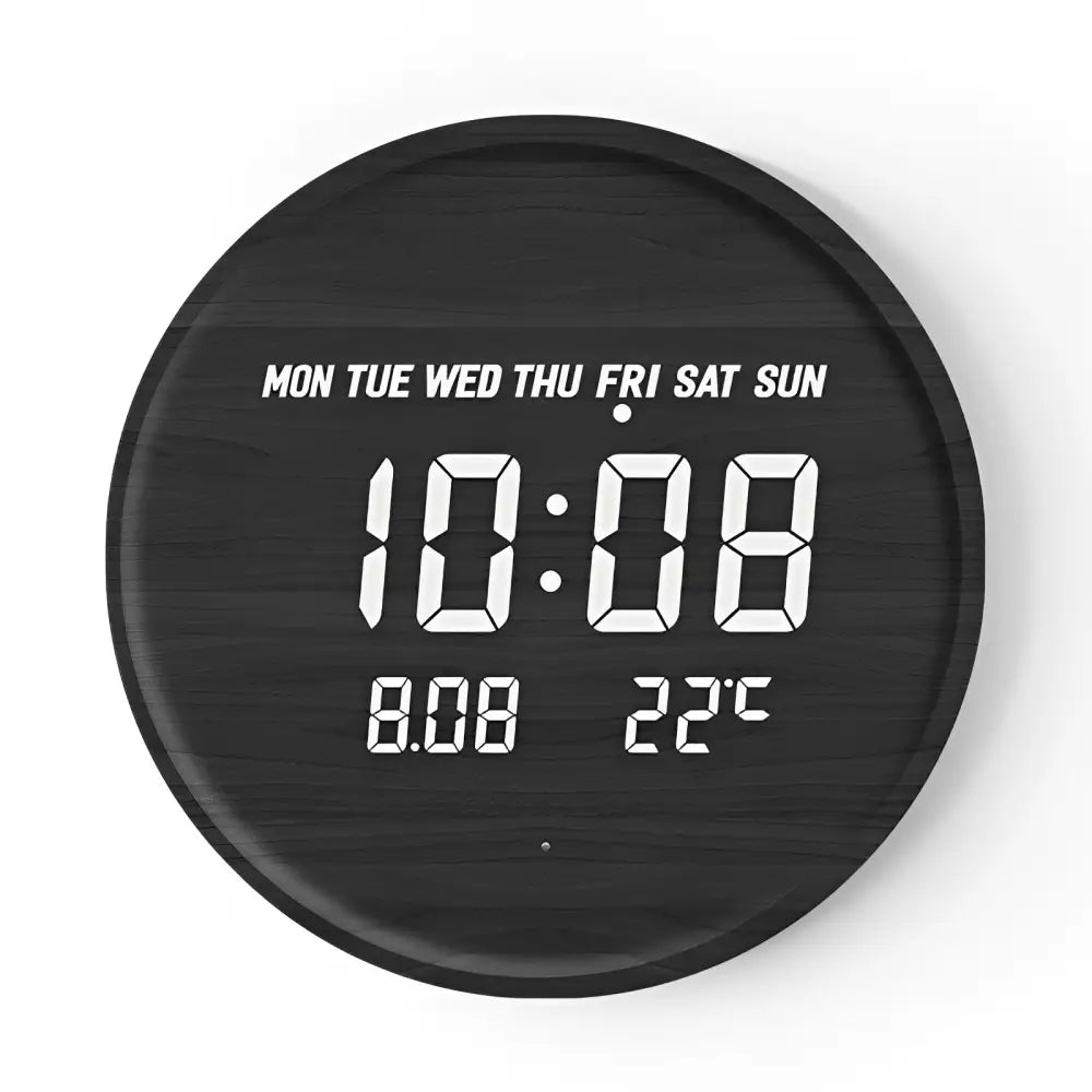 Zegar ścienny LED drewniany z wyświetlaczem cyfrowym 30 cm