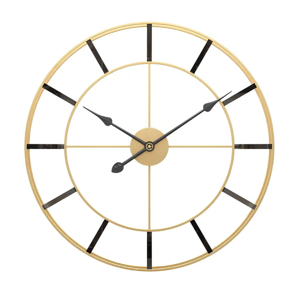 Złoty zegar ścienny minimalistyczny metalowy 50 cm