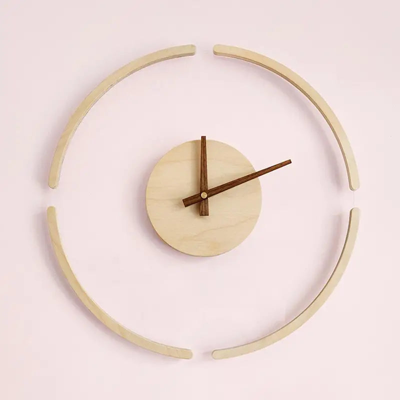 Minimalistyczny zegar drewniany z cichym mechanizmem kwarcowym