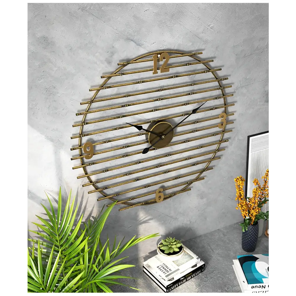 Zegar ścienny złoty metalowy 50 cm - elegancki i cichy