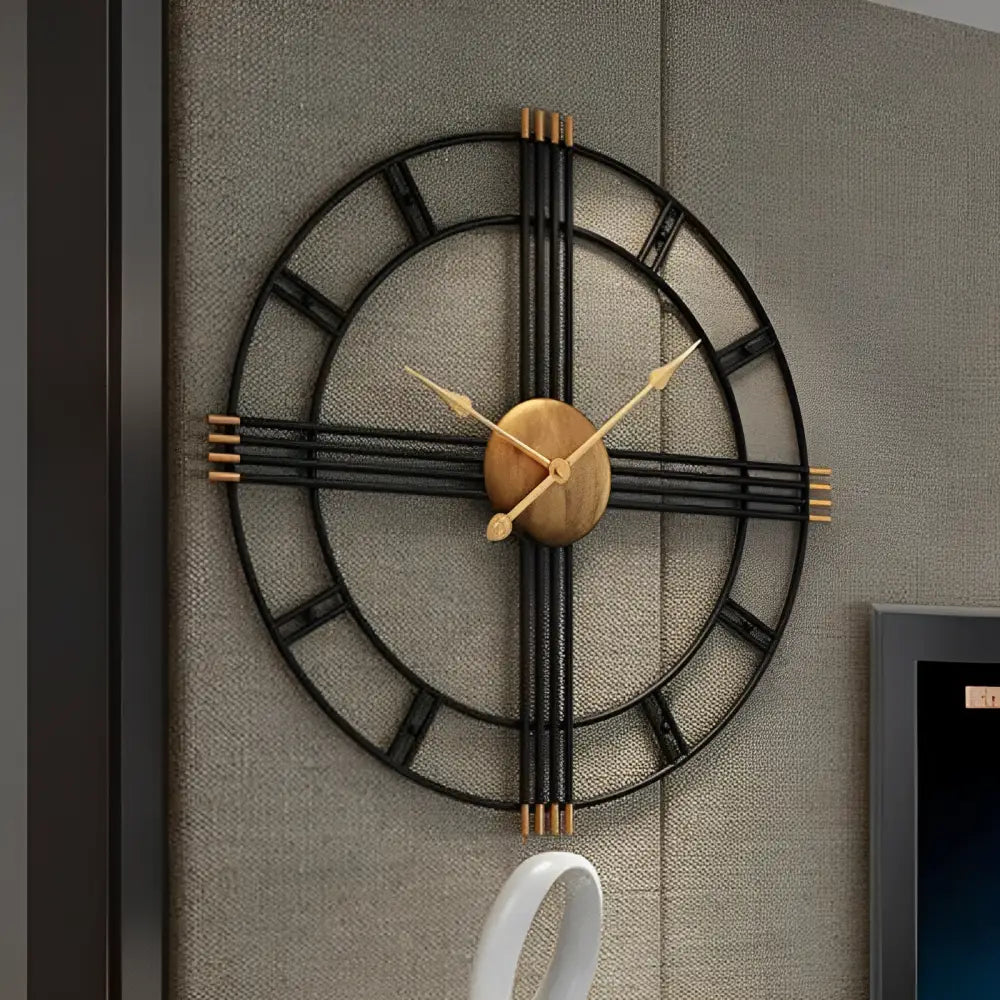 Zegar ścienny industrialny drewniano-metalowy 50 cm cichy