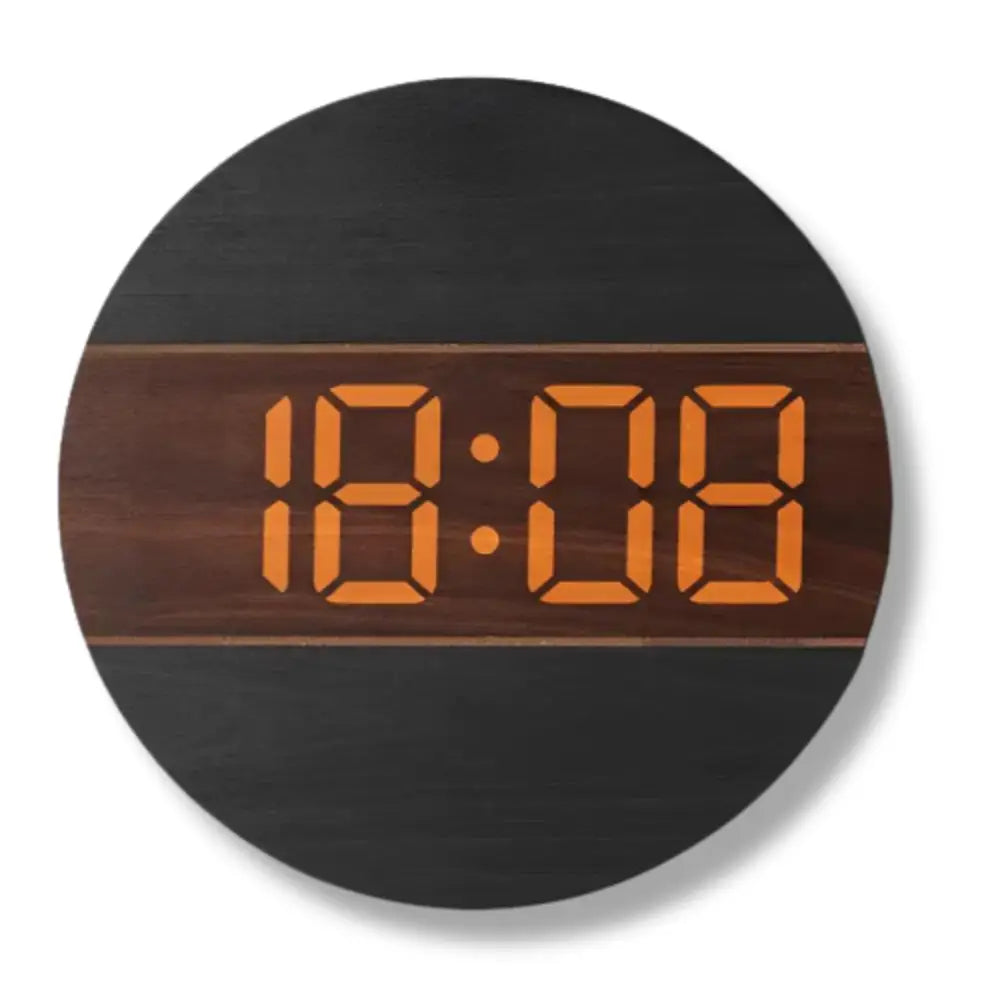 Zegar ścienny LED drewniany z wyświetlaczem cyfrowym 30 cm