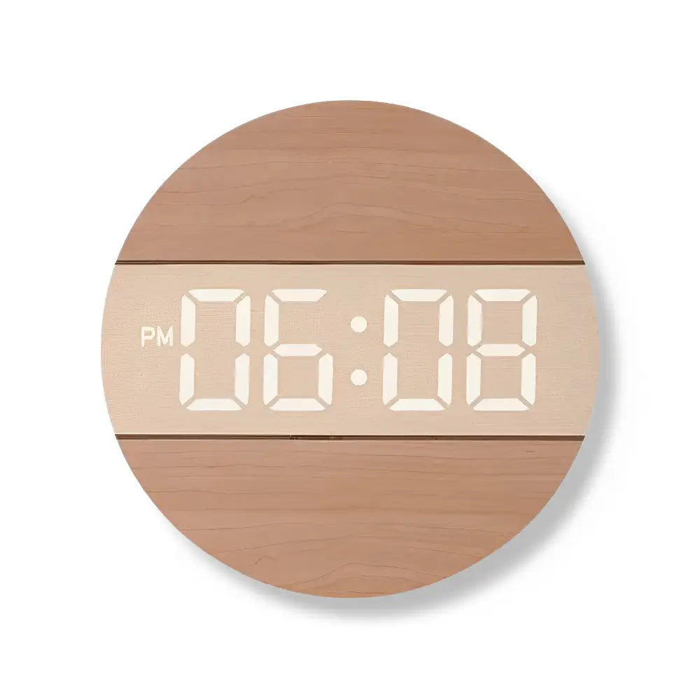 Zegar ścienny LED drewniany z wyświetlaczem cyfrowym 30 cm