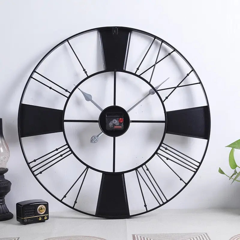 Duży zegar ścienny metalowy 60 cm w stylu industrialnym