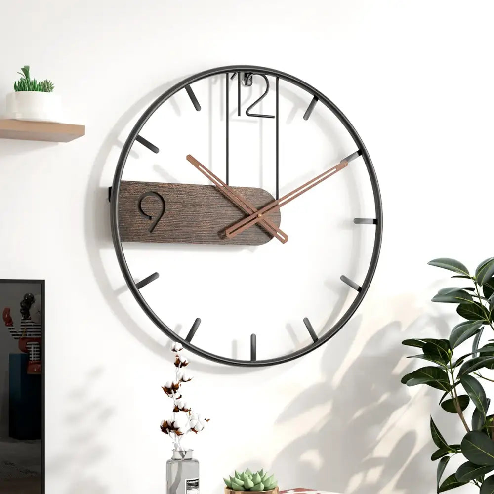 Cichy zegar ścienny z żelaza do salonu w stylu loft