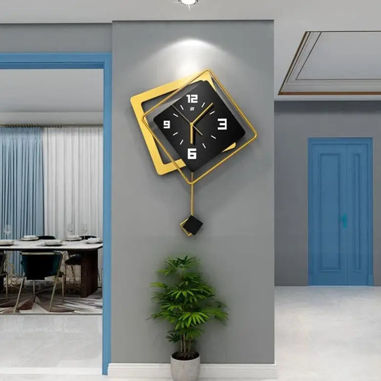 Zegar ścienny 3D geometryczny z metalu i akrylu