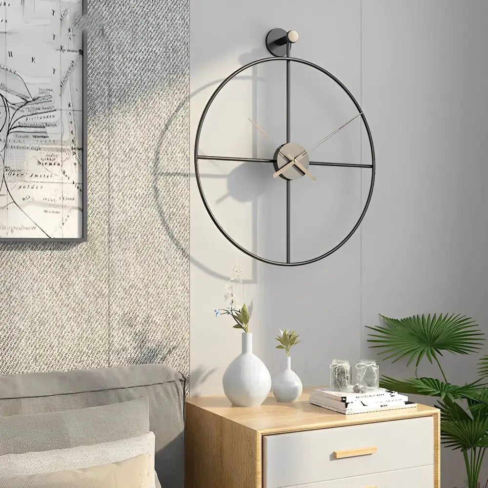 Duży zegar ścienny metalowy design loft czarny