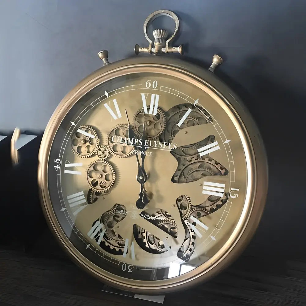 Zegar ścienny vintage z lustrzanym szkłem i wskazówkami