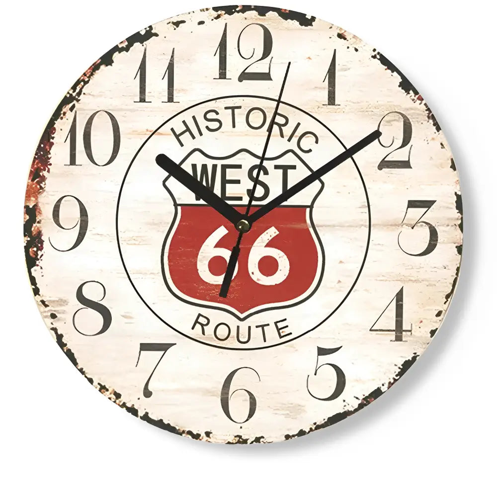 Zegar ścienny Route 66 - drewniany zegar retro 23 cm