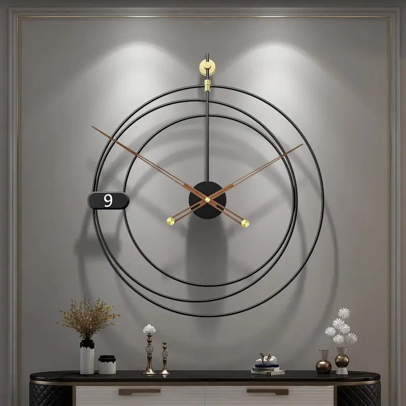 Zegar ścienny metalowy geometryczny 53x58 cm widok z przodu