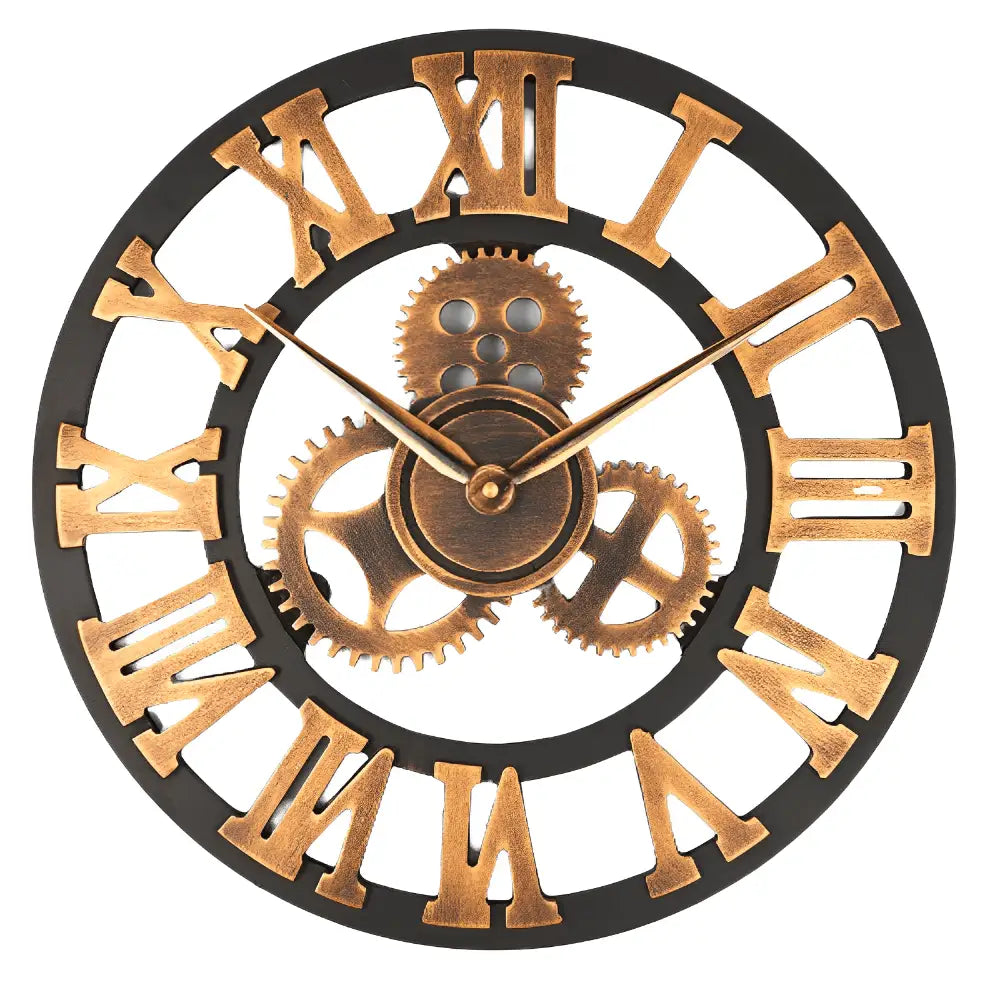 Zegar ścienny steampunk z drewnianymi zębatkami 3D