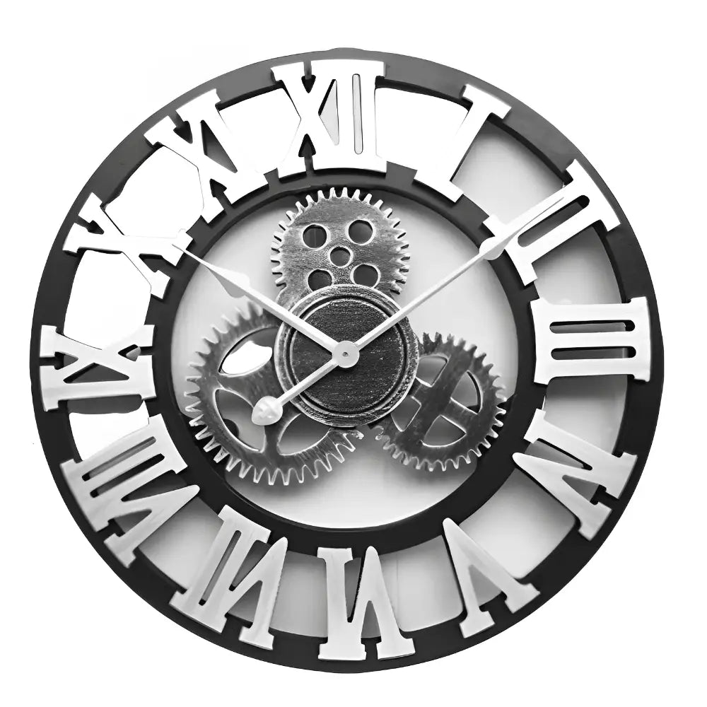 Zegar ścienny retro z mechanizmem kwarcowym na ścianie salonu