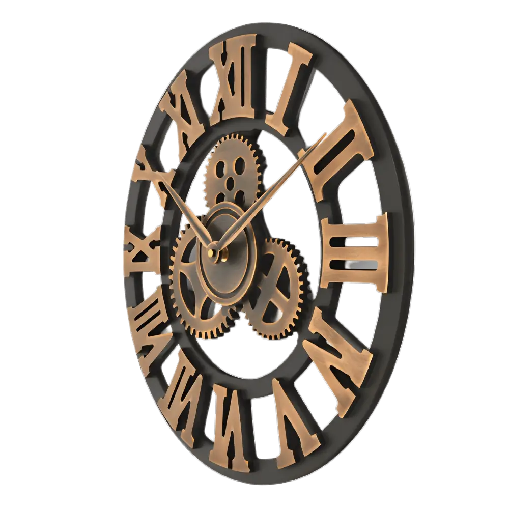 Zegar ścienny industrialny steampunk srebrny 40 cm