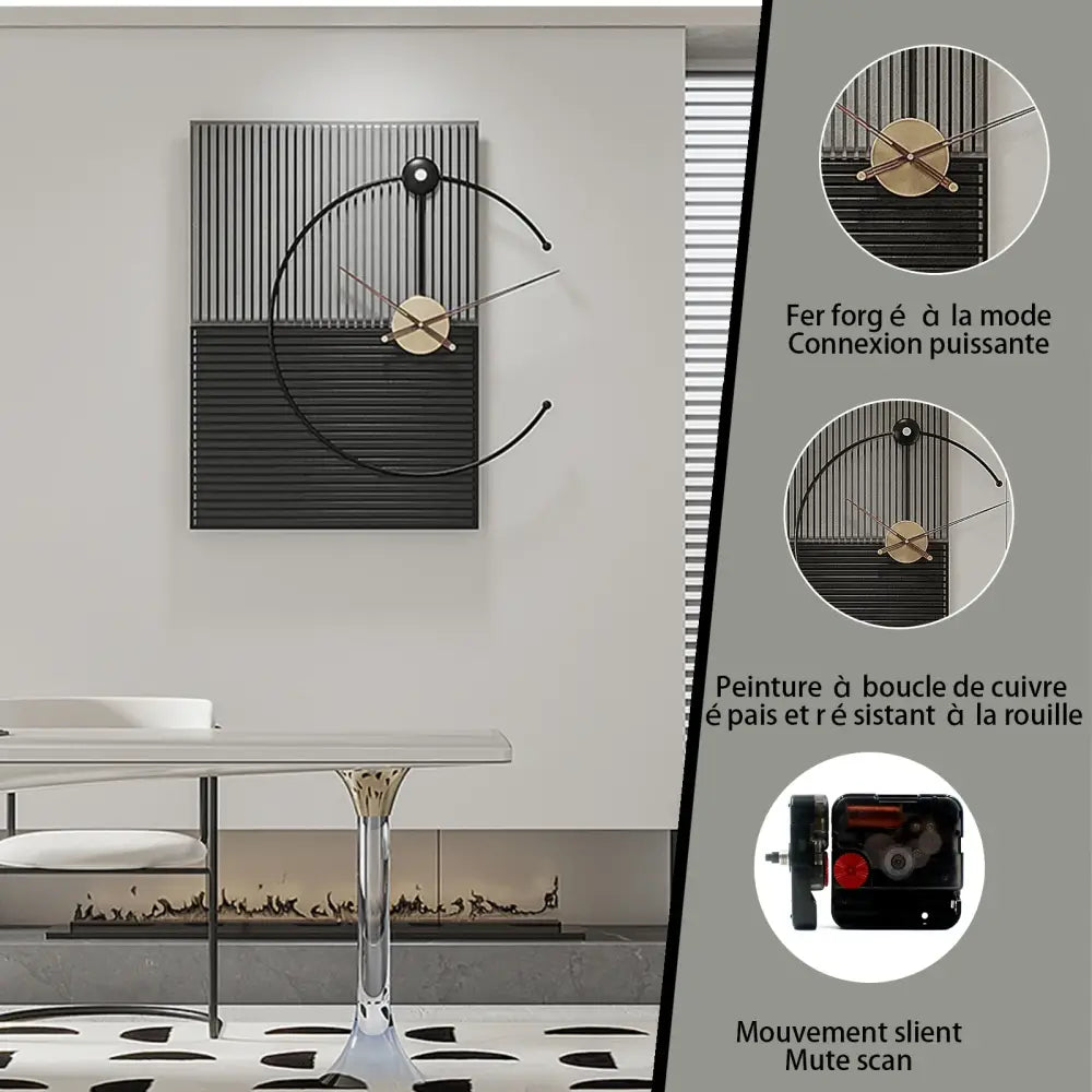 Zegar ścienny architekta metalowy cichy - duży zegar do salonu